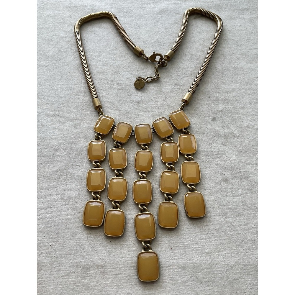 Talbots Yellow Acrylic Cascade Statement Bib Necklace Estate Jewelry